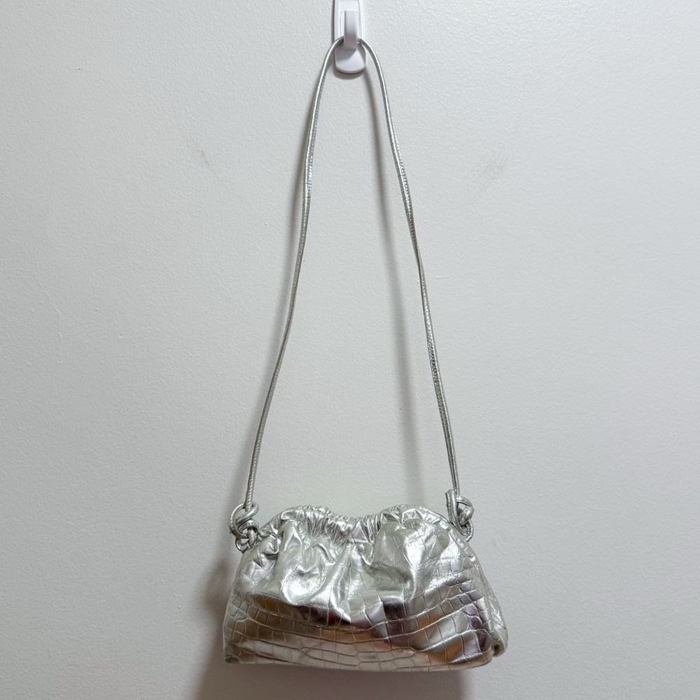 Mansur Gavriel bag silver metallic cloud clutch convertible shoulder party - Picture 2 of 15